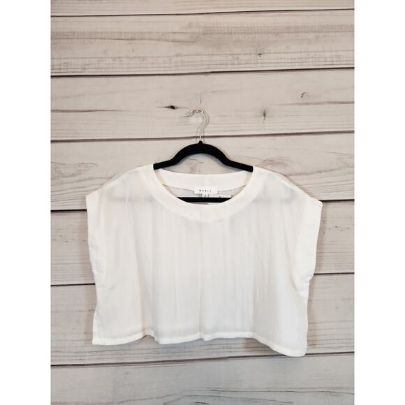 Mable Women's White Solid Sleeveless Round Neck Crop Top‎ Size Small NWT - Picture 1 of 7